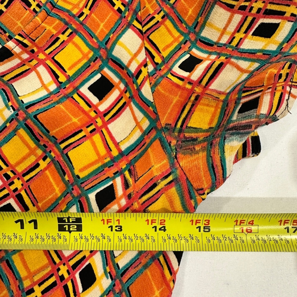 Vintage 90s Betsey Johnson Dress Womens M Orange Geometric Rayon USA Made - Picture 6 of 7